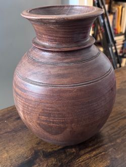 Antique Wood Pot / Vase