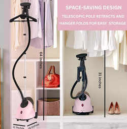 SALAV Full Size Garment Steamer for Clothes with Wheels, 1500W, 1.8L Tank