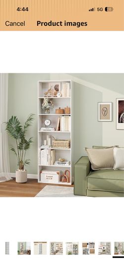 Nightcore 6-Tier Bookshelf, Tall Freestanding Bookshelf
