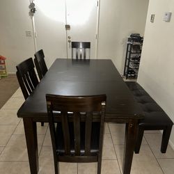 Dining Table Brown With Bench