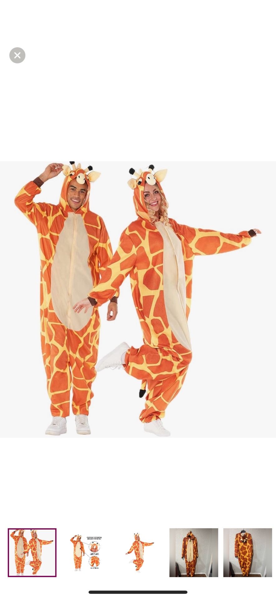MOROH COSTUMES Giraffe hooded jumpsuit Halloween costume size Adult