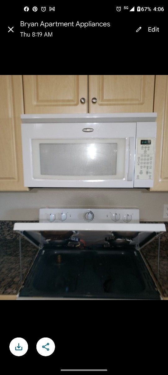 Whirlpool Microwave With Air Goes On Top Of Stove Comes With Bracket And Screws 