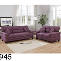 Lovely Purple Two Piece Sofa Set