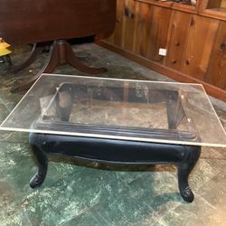 Potbelly Stove Base Coffee Table With Glass Top