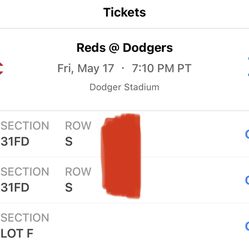 Dodgers Versus Cincinnati Reds Tickets