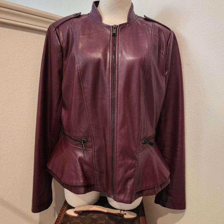 G.I.L.I.  Faux  Leather Jacket Sz 14