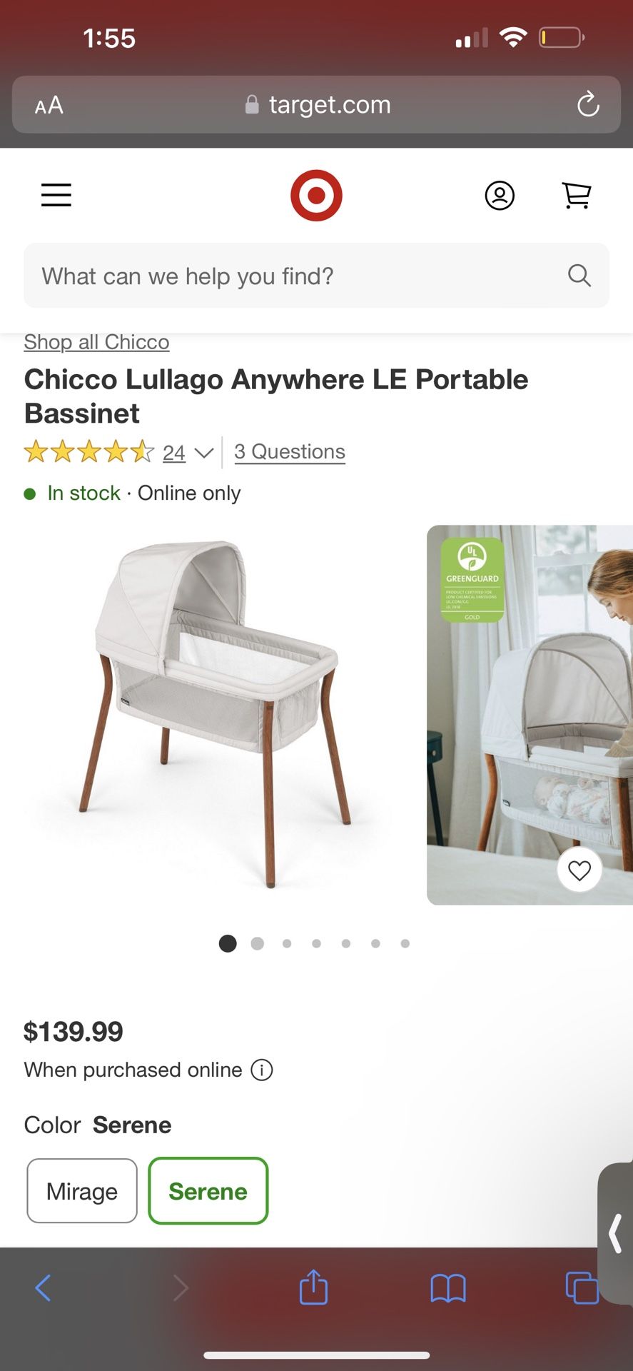 Chicco Lullago Bassinet Portable Machine Washable