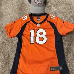 Kids Peyton Manning Broncos #18 Jersey + New Era Hat