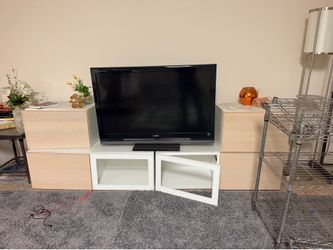 TV Console Entertainment Center with Glass