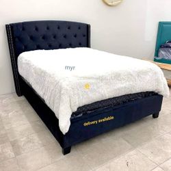 Brand New/ Black Queen Bed Frame Cama//Mattress Sold Separately 