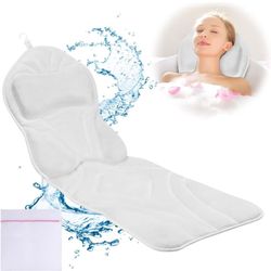 Full Body Bath Pillow for Bathtub, Thick Bathtub Cushion for Soaking Tub with Laundry Bag, Bathtub Pillow Luxury Bathtub Pillows for Head,Neck & Back 