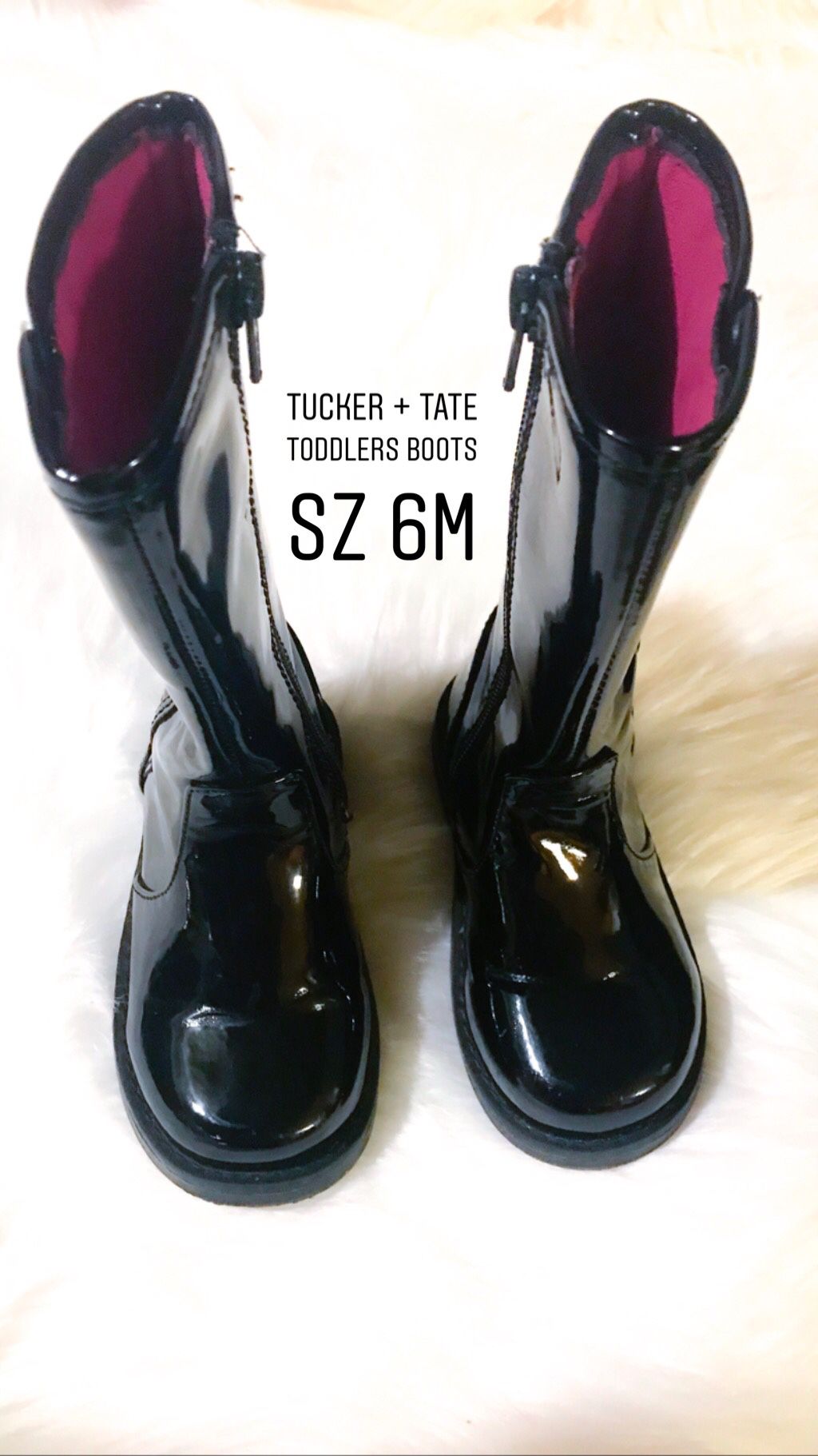 Tucker & Tate Nordstrom Tate Tess Black Faux Patent Toddlers Boots Size 6M ***** FIRM ON PRICE