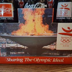 Full 6 Pack Coca-Cola Glass Bottles From 1992 Olympics