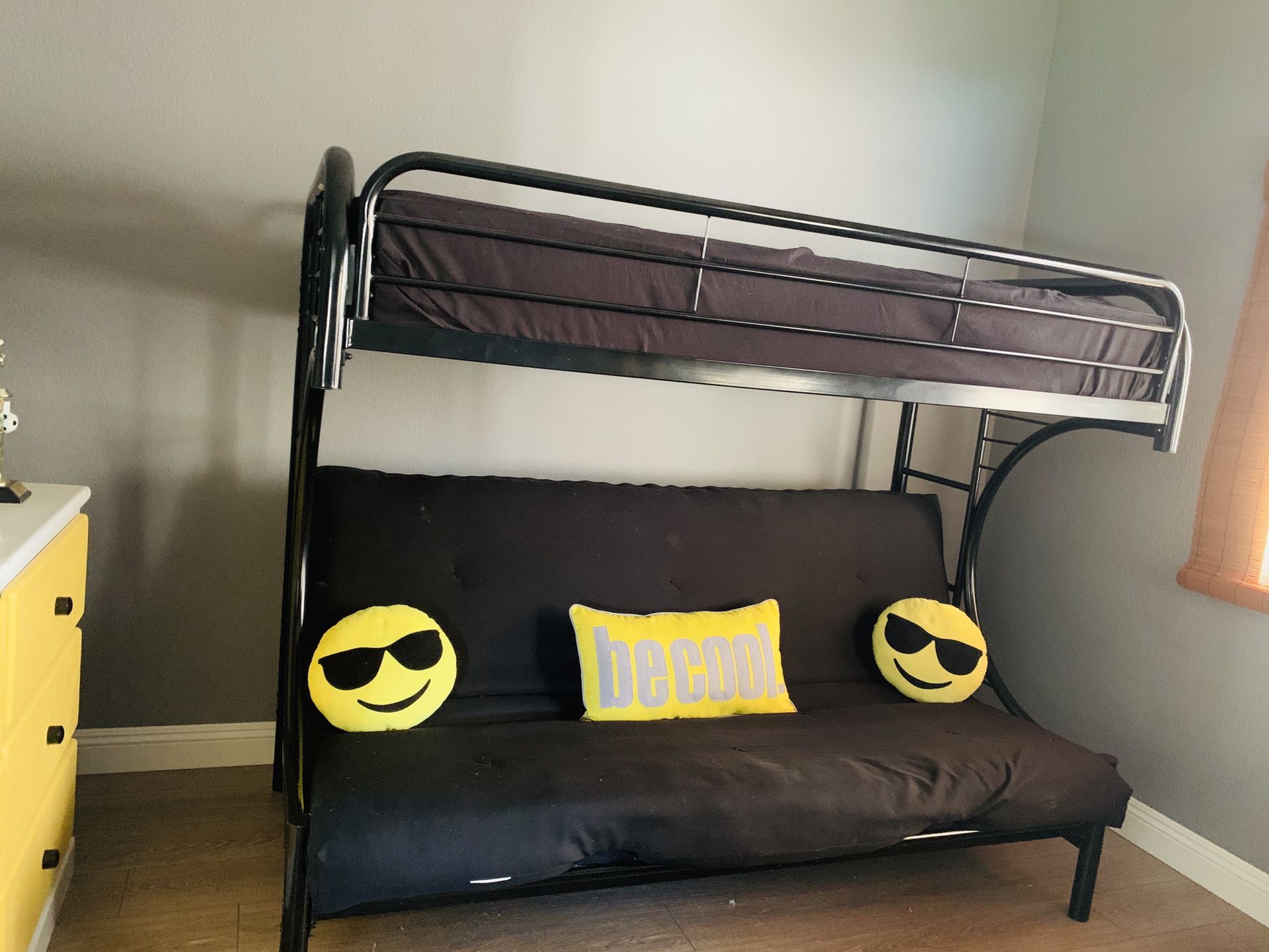 Bunk bed in black metal frame