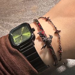 Raven series original black-and-dark style cool and stylish star-glow double-layer bracelet, Y2K high-end feel, personalized wristband