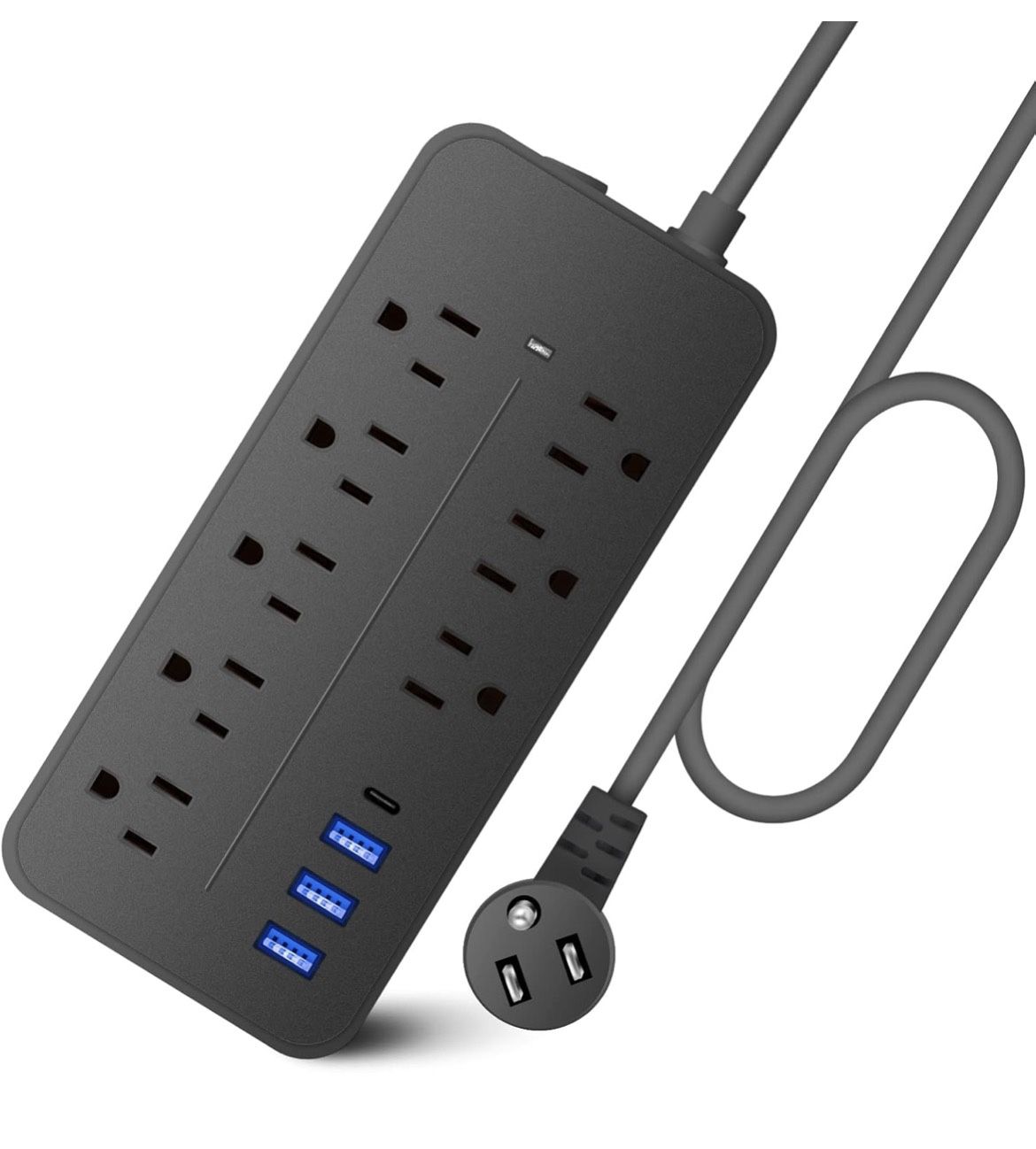 Power Strip Surge Protector (1700J)- VOKO Flat Plug 12-in-1 Ultra Extension Cord with 8 Outlets with