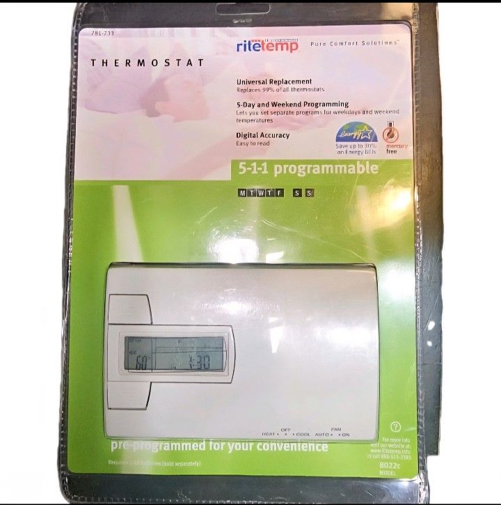 RiteTemp 8022c Programmable Thermostat - Universal White (781-733) | New Sealed The RiteTemp 8022c Programmable Thermostat is a universal white device