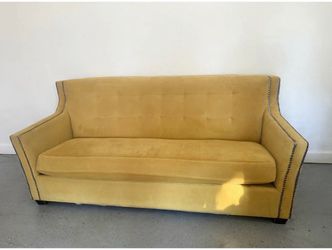 Used Mustard Yellow Velvet Sofa - 3 Seater - Good Condition