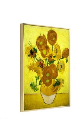 18 X 24in Heavy Duty Brass Frame w/ Nielsen Screw Plates & Van Gogh Sun Flowers Poster