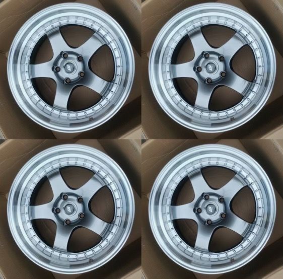 Set of 18 Inch Work Meister S1 Style Wheels 5x114.3 Staggered Rims 18x8 ...