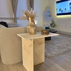 Modern Travertine Side Table (asymmetrical)