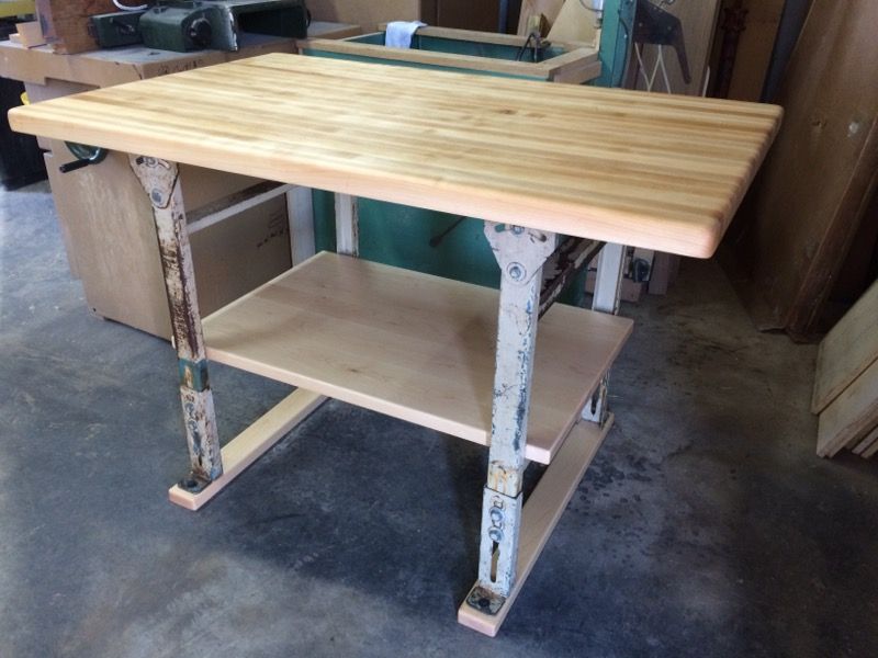 Kitchen island Butcher block top with industrial legs, this an incredible Piece. Great for any Kitchen or can be used as an Industrial Style Bar.