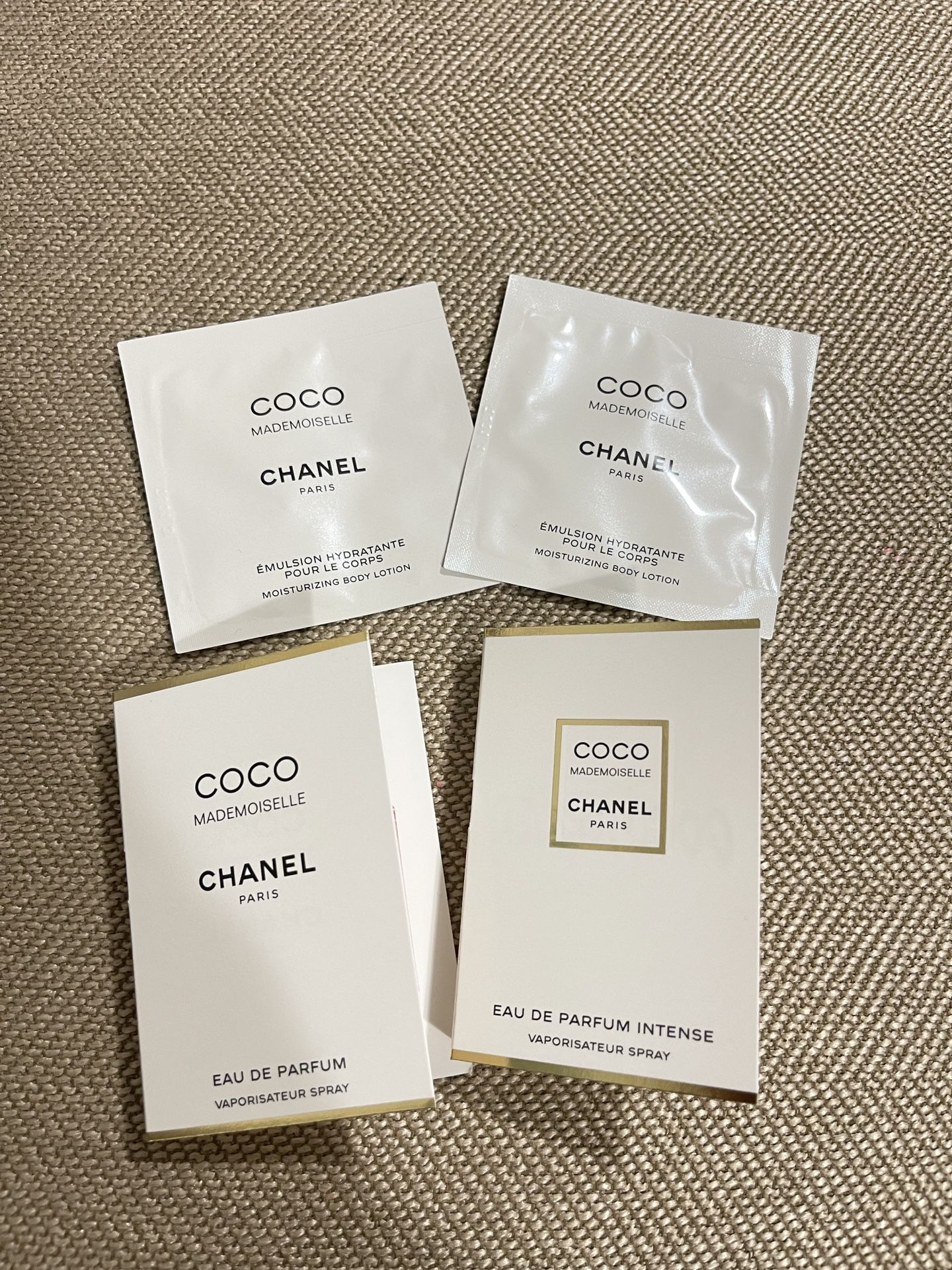 Chanel perfume and skincare sample set