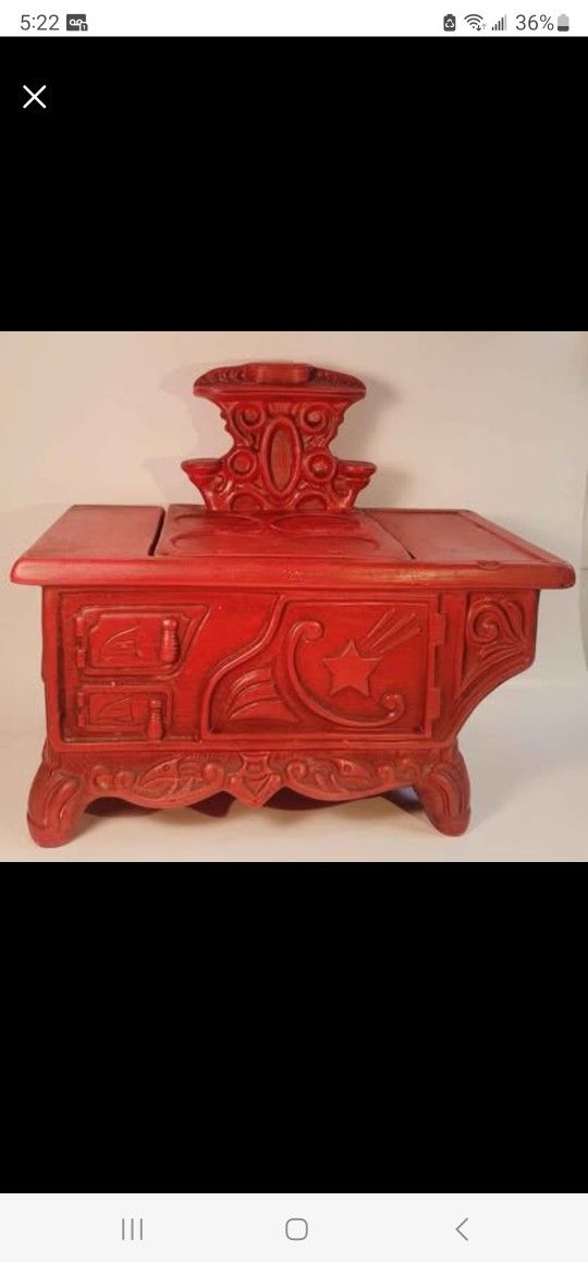 1950's Twin Winton Ceramic Brick Red Wood Stove Oven Cookie Jar