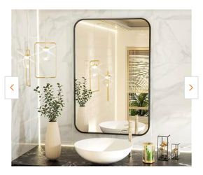Black Round Edged Vanity Mirror 36x24