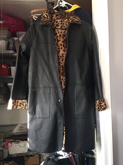 Leather reversible coat