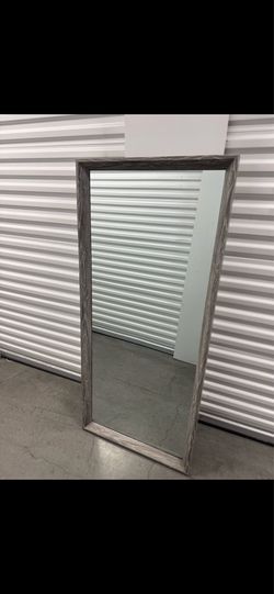 Large Full-Length Floor Mirror – Gray Wood Frame – Excellent Condition