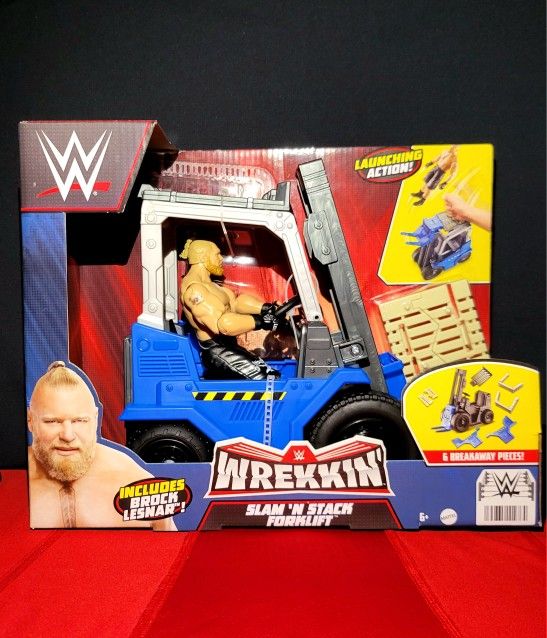 💪WWE Wrekkin' Slam 'n Stack Forklift Breakaway Vehicle with WWE *Brock Lesnar* Action Figure