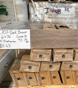 Tile 6in x36in Wood Look Dark Brown Price $.79 Per Sqft