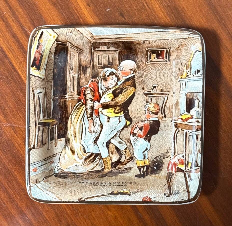 Vintage Collectible Mr Pickwick & Mrs Bardell Pickwick Papers Staffordshire England Trinket Plate Saucer Decor