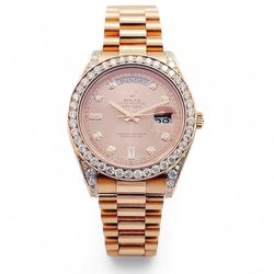 *2021 Men's Rolex 41mm Presidential Day-Date II Everose 18K Rose Gold Watch with Diamond Dial and Diamond Bezel. (Pre-Owned Box/Card 218235)