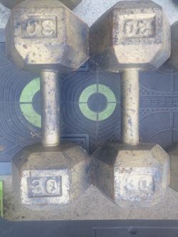 30 lb Cast Iron Hex Dumbbells Pair