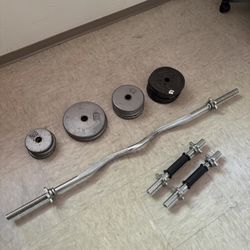 Curl Bar With Full Set of Weights 