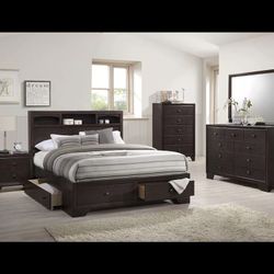 Brand New Elegant Morgan Storage Queen Bedroom Set 