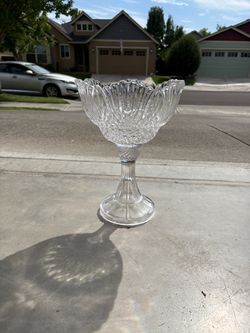 Clear Crystal Glass Pedestal Compote Bowl