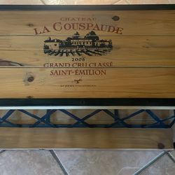 Wood and metal wine rack