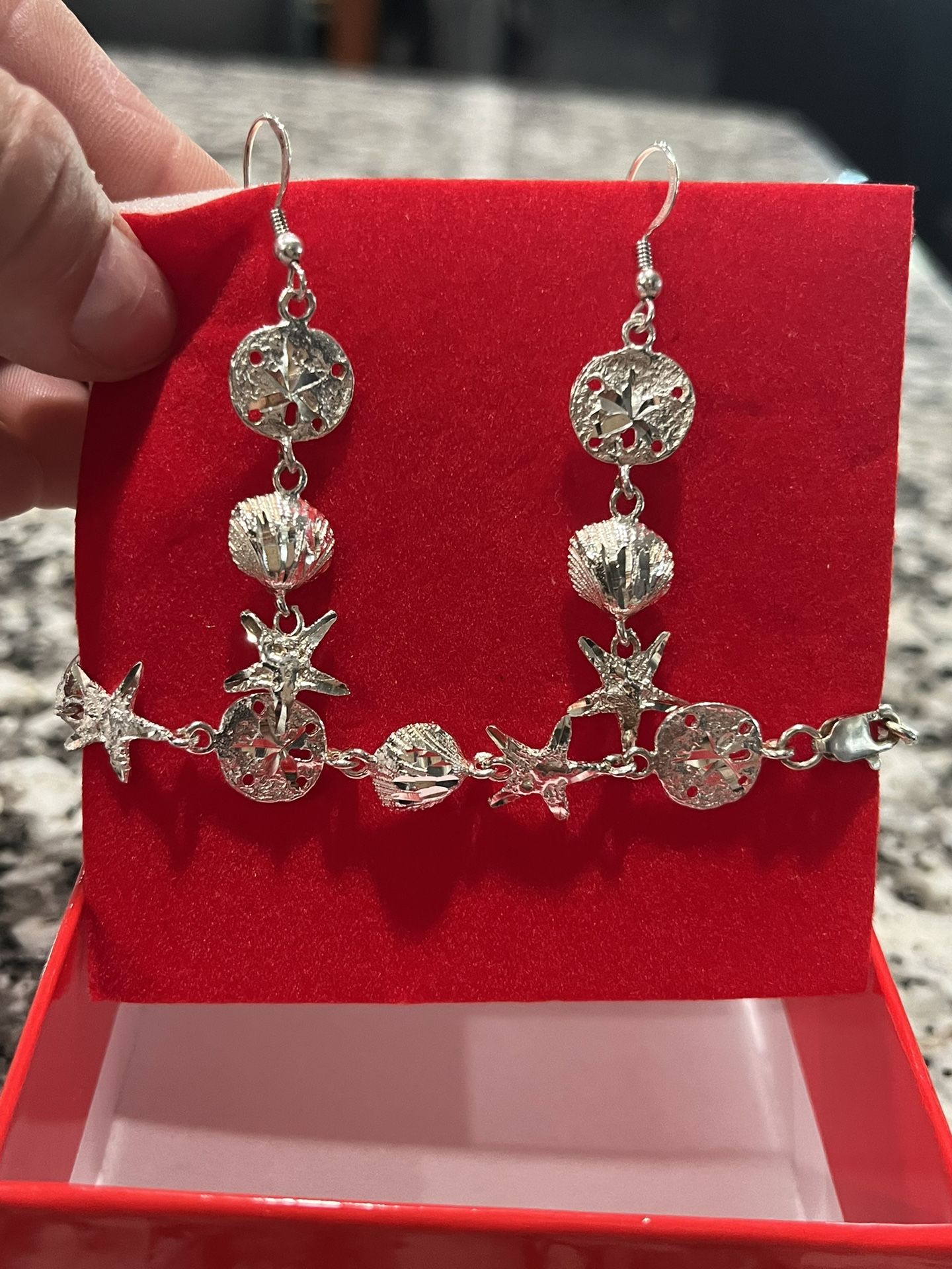 Sterling’s Silver Tropical Bracelet And Earrings