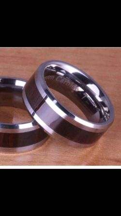 Tungsten cocobolo wood ring flat size 7