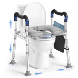 Heavy Duty(500#)Adjust. Width & Height Toilet Seat Riser with Safety Handles