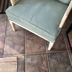 White Frame with Teal Cushions Chair 