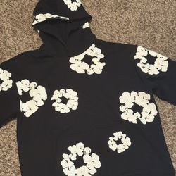 Denim teats hoodie black and white