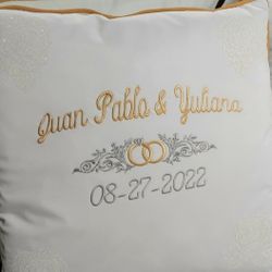 Wedding Kneeling Cushions With Name And Date.