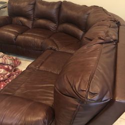 Leather sectional