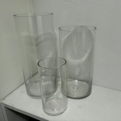 Set Of Three Glass Vases