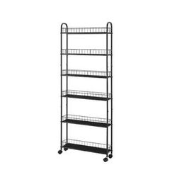 Narrow Black Metal Kitchen Cart, 6-Tier Rolling Cart Gap Kitchen Slim Slide Out Storage Tower Rack Wheels, Laundry  Brand new  in box $50 B36（2）