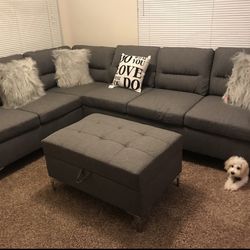 Grey Sectional With Ottoman ***SALE***